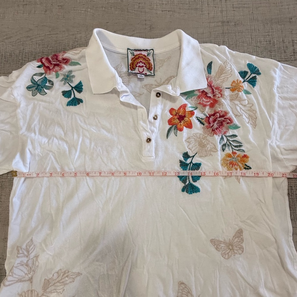 Johnny Was Lorne Embroidered Polo Shirt, J13521-5 Size M - Picture 9 of 16